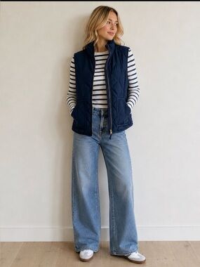 J. Crew Navy vest with Gold Zipper Size small
